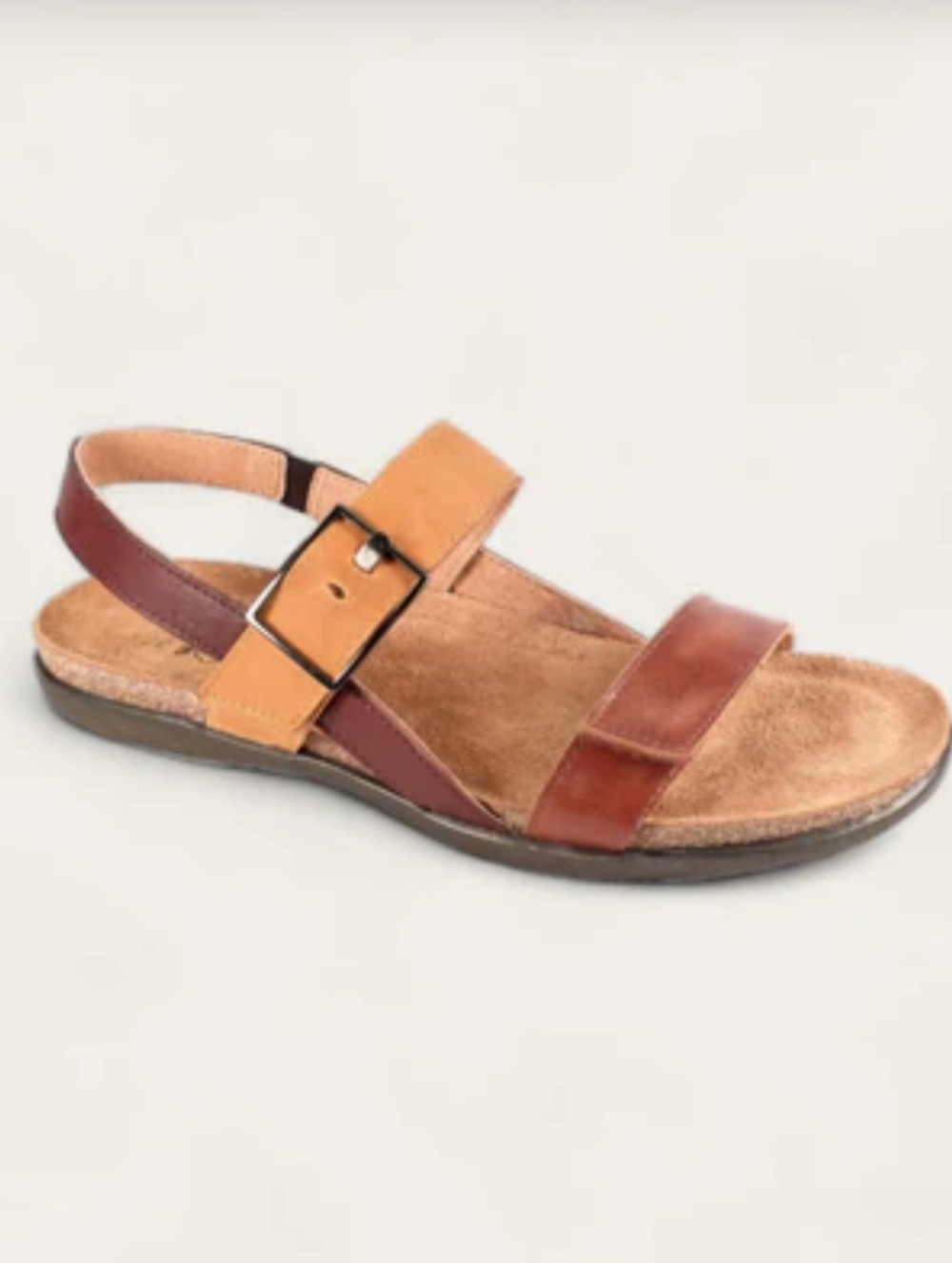 Naot Two-Tone Tan and Brown Leather Slingback Sandal